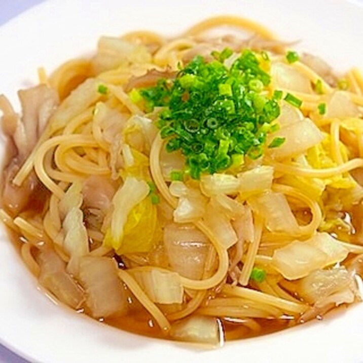 簡単、うまい! 白菜と舞茸の和風スープスパ